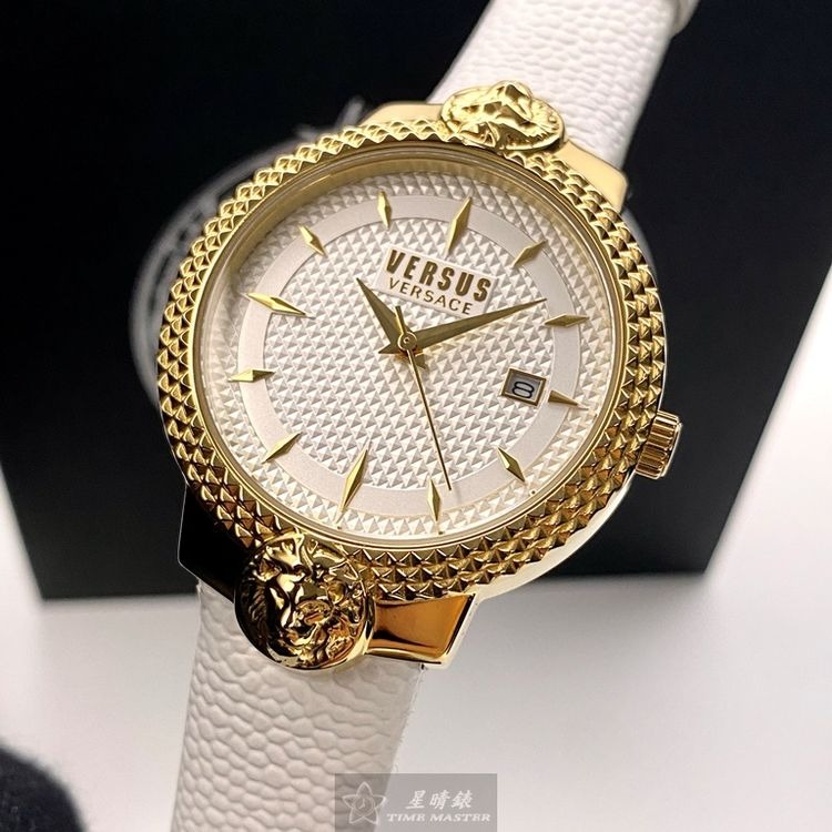 VERSUS VERSACE手錶,编号VV00117,38mm金色錶壳,白錶带款◉20A004